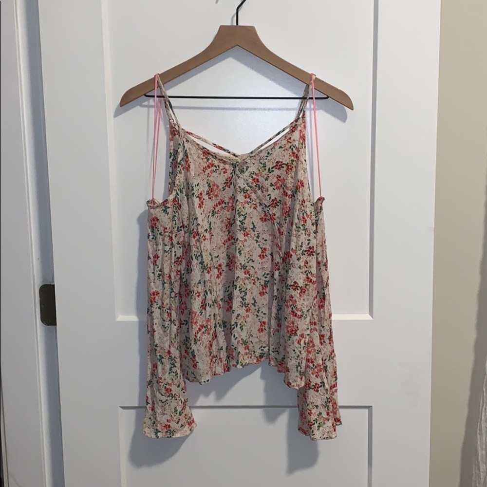 Floral Patterned Off Shoulder Shirt